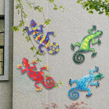 Maxbell 4x Gecko Wall Decor Iron Wall Decor Office Outside Artwork Hanging Sculpture