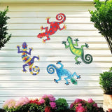 Maxbell 4x Gecko Wall Decor Iron Wall Decor Office Outside Artwork Hanging Sculpture