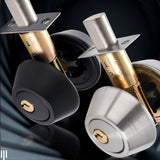 Maxbell Dead Bolt Door Lock Modern Round Door Knob for Bedroom Garage Front Entrance Argent