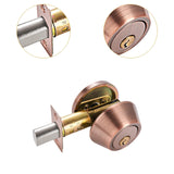 Maxbell Dead Bolt Door Lock Modern Round Door Knob for Bedroom Garage Front Entrance Red