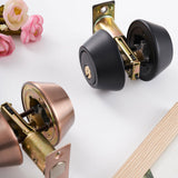 Maxbell Dead Bolt Door Lock Modern Round Door Knob for Bedroom Garage Front Entrance Red