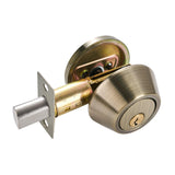 Maxbell Dead Bolt Door Lock Modern Round Door Knob for Bedroom Garage Front Entrance Brown