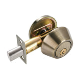 Maxbell Dead Bolt Door Lock Modern Round Door Knob for Bedroom Garage Front Entrance Brown