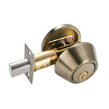 Maxbell Dead Bolt Door Lock Modern Round Door Knob for Bedroom Garage Front Entrance Brown