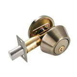 Maxbell Dead Bolt Door Lock Modern Round Door Knob for Bedroom Garage Front Entrance Brown