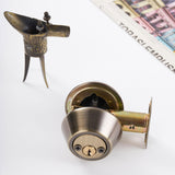 Maxbell Dead Bolt Door Lock Modern Round Door Knob for Bedroom Garage Front Entrance Brown