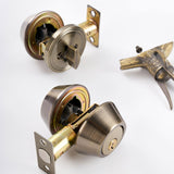 Maxbell Dead Bolt Door Lock Modern Round Door Knob for Bedroom Garage Front Entrance Brown