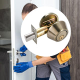 Maxbell Dead Bolt Door Lock Modern Round Door Knob for Bedroom Garage Front Entrance Brown