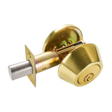 Maxbell Dead Bolt Door Lock Modern Round Door Knob for Bedroom Garage Front Entrance Gold