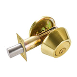 Maxbell Dead Bolt Door Lock Modern Round Door Knob for Bedroom Garage Front Entrance Gold