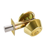 Maxbell Dead Bolt Door Lock Modern Round Door Knob for Bedroom Garage Front Entrance Gold