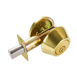 Maxbell Dead Bolt Door Lock Modern Round Door Knob for Bedroom Garage Front Entrance Gold