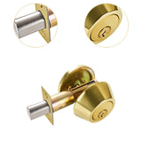 Maxbell Dead Bolt Door Lock Modern Round Door Knob for Bedroom Garage Front Entrance Gold