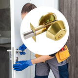 Maxbell Dead Bolt Door Lock Modern Round Door Knob for Bedroom Garage Front Entrance Gold