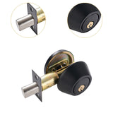 Maxbell Dead Bolt Door Lock Modern Round Door Knob for Bedroom Garage Front Entrance Black