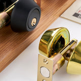 Maxbell Dead Bolt Door Lock Modern Round Door Knob for Bedroom Garage Front Entrance Black