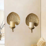 Maxbell 2Pcs Wall Candle Holder Gold Leaf Shape Large for Party Dining Room Bathroom
