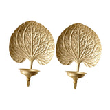 Maxbell 2Pcs Wall Candle Holder Gold Leaf Shape Large for Party Dining Room Bathroom