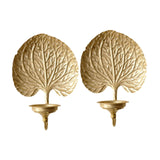 Maxbell 2Pcs Wall Candle Holder Gold Leaf Shape Large for Party Dining Room Bathroom