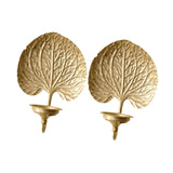 Maxbell 2Pcs Wall Candle Holder Gold Leaf Shape Large for Party Dining Room Bathroom