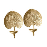 Maxbell 2Pcs Wall Candle Holder Gold Leaf Shape Large for Party Dining Room Bathroom