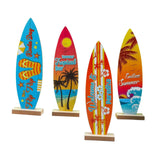 Maxbell 4Pcs Surfboard Table Decoration Surfboard Theme Beach Home Decor Beach Signs