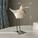 Maxbell Sea Bird Figurine Collectible Retro Wood Sculpture for Bookshelf Office Desk