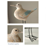Maxbell Sea Bird Figurine Collectible Retro Wood Sculpture for Bookshelf Office Desk
