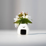 Maxbell Mini Flower Vase Handmade Unique Ceramic Rice Ball for Desk Office Bookshelf