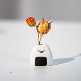 Maxbell Mini Flower Vase Handmade Unique Ceramic Rice Ball for Desk Office Bookshelf