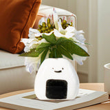 Maxbell Mini Flower Vase Handmade Unique Ceramic Rice Ball for Desk Office Bookshelf
