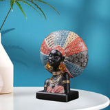 Maxbell African Woman Resin Figurine Tabletop Decoration for Shelf Display Versatile