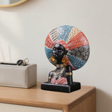 Maxbell African Woman Resin Figurine Tabletop Decoration for Shelf Display Versatile