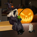 Maxbell Fishing Witch Statue Outdoor Funny Waterfalls Yard Craft Witch Fishing Decor