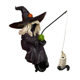 Maxbell Fishing Witch Statue Outdoor Funny Waterfalls Yard Craft Witch Fishing Decor