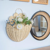 Maxbell Wall Hanging Basket Imitation Rattan Home Decor for Bathroom Flowers Bedroom XS