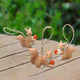 Maxbell 3x Hanging Squirrel Family Figurines Sculptures for Living Room Home Bedroom
