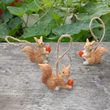 Maxbell 3x Hanging Squirrel Family Figurines Sculptures for Living Room Home Bedroom