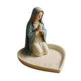 Maxbell Rosary Holder Resin Praying Statue Jewelry Tray for Necklaces Bangle Trinket Virgin Mary