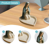 Maxbell Rosary Holder Resin Praying Statue Jewelry Tray for Necklaces Bangle Trinket Virgin Mary