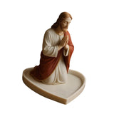 Maxbell Rosary Holder Resin Praying Statue Jewelry Tray for Necklaces Bangle Trinket Jesus