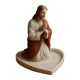 Maxbell Rosary Holder Resin Praying Statue Jewelry Tray for Necklaces Bangle Trinket Jesus