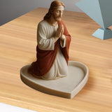Maxbell Rosary Holder Resin Praying Statue Jewelry Tray for Necklaces Bangle Trinket Jesus