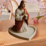 Maxbell Rosary Holder Resin Praying Statue Jewelry Tray for Necklaces Bangle Trinket Jesus