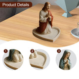 Maxbell Rosary Holder Resin Praying Statue Jewelry Tray for Necklaces Bangle Trinket Jesus