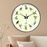 Maxbell Bird Themed Wall Clock Silent Round Gifts Wall Decor for Office School Study Black