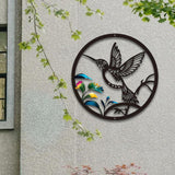 Maxbell Round Metal Bird Wall Art Decor Abstract Decoration for Garden Bedroom Porch