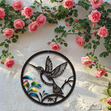 Maxbell Round Metal Bird Wall Art Decor Abstract Decoration for Garden Bedroom Porch
