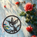 Maxbell Round Metal Bird Wall Art Decor Abstract Decoration for Garden Bedroom Porch
