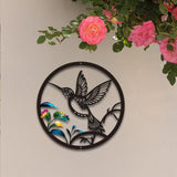 Maxbell Round Metal Bird Wall Art Decor Abstract Decoration for Garden Bedroom Porch